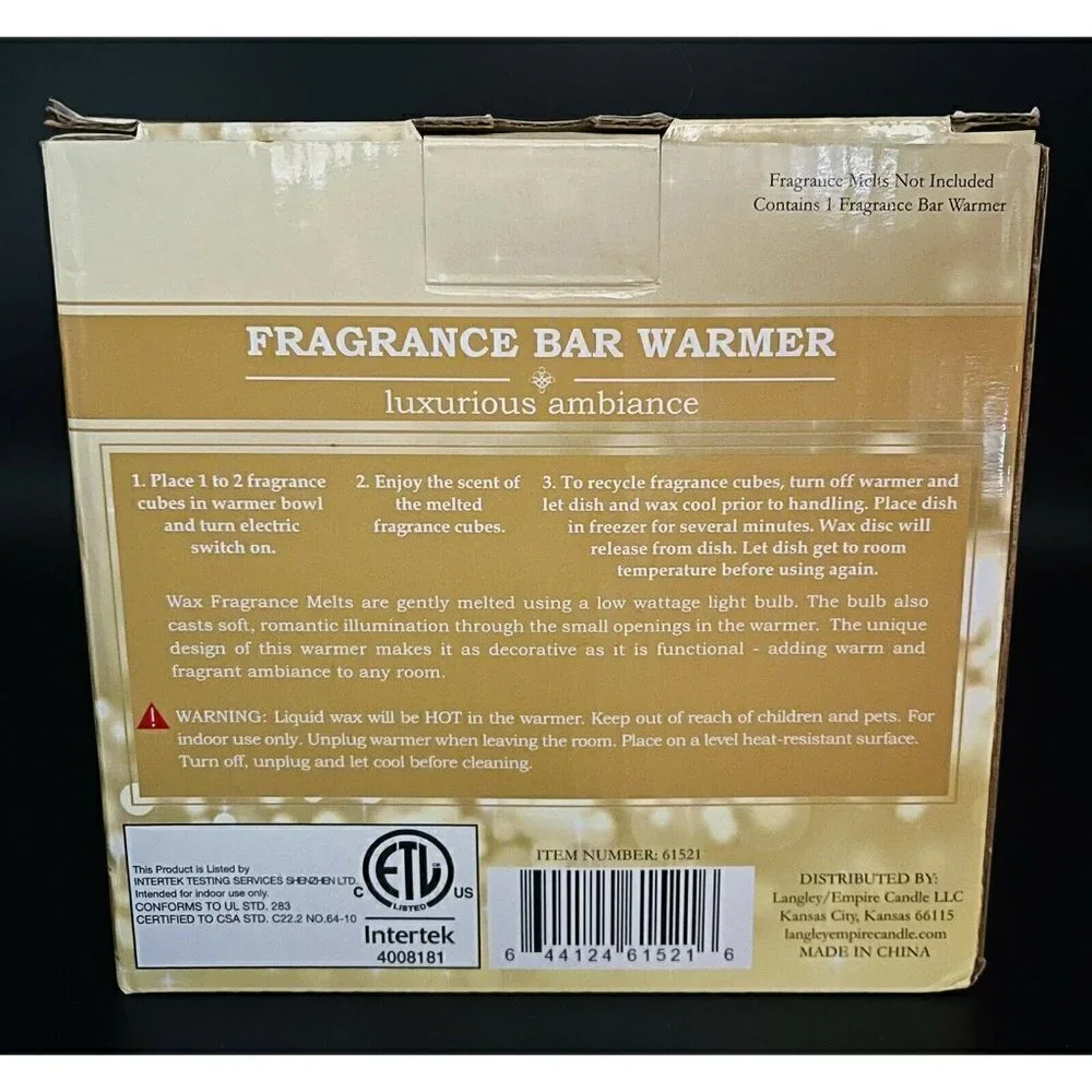 Wax Warmer Bakers Box Ceramic Peppermint Candy Cane Fragrance Bar Gift Electric